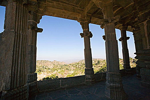 柱廊,堡垒,乌代浦尔,拉贾斯坦邦,印度