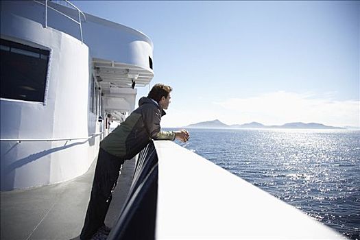 男人,渡轮,威廉王子湾,阿拉斯加,美国