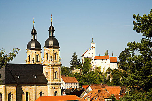 城堡,大教堂,小瑞士,上弗兰科尼亚,巴伐利亚,德国,欧洲