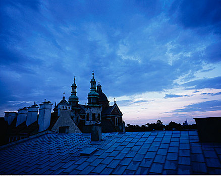 教堂,屋顶,克拉科夫,波兰