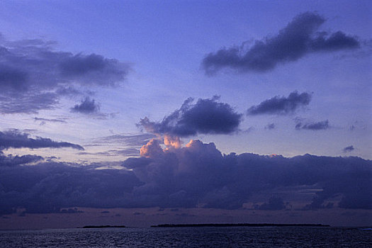 马尔代夫,泰姬陵,珊瑚礁,胜地,晚间