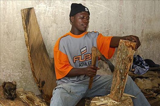 木雕,工作,加纳,西非