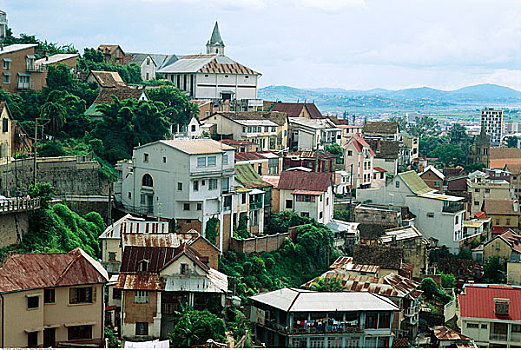 俯视,城市,塔那那利佛,马达加斯加