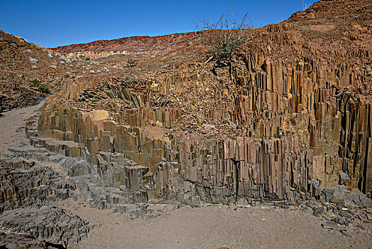 玄武岩,柱子,器官,靠近,杜维尔方丹,区域,纳米比亚,非洲