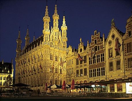 市政厅,光亮,黎明,比利时,欧洲