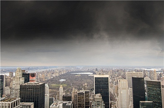 生动,天空,高处,中央公园,曼哈顿,摩天大楼