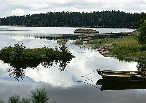 芬兰,湖,岸边