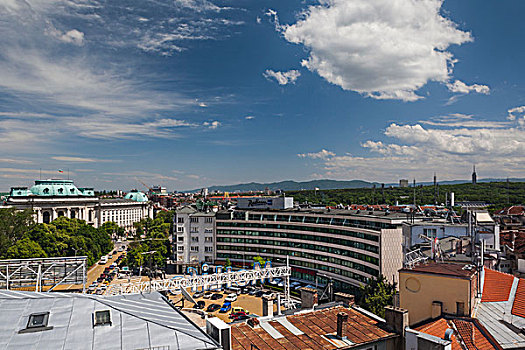 保加利亚,索非亚,俯视图,国家图书馆,酒店