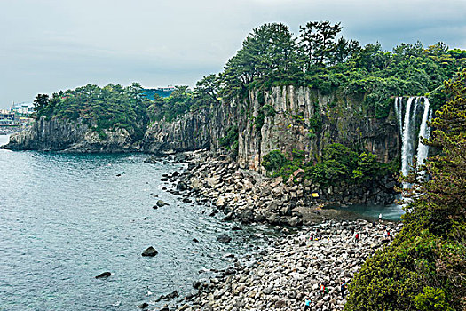 瀑布,世界遗产,岛屿,济州岛,韩国