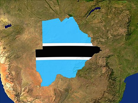 卫星图,博茨瓦纳,旗帜,遮盖