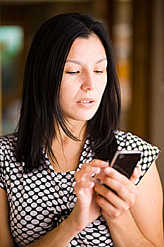 女人,发送,短信,智能手机