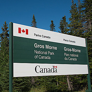 广告牌,格罗莫讷国家公园,纽芬兰,拉布拉多犬,加拿大