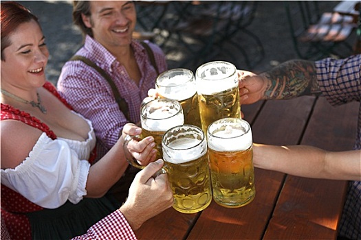 人,喝,啤酒,传统,巴伐利亚,啤酒坊