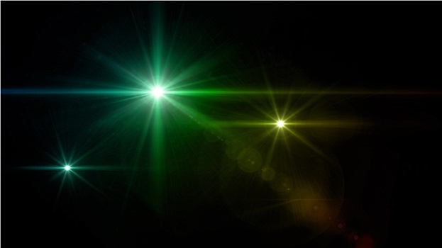 三个,发光,星,镜头眩光,绿色
