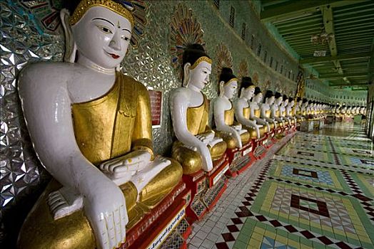 坐佛,雕塑,传说,山,曼德勒,缅甸,东南亚