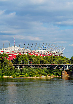 足球场,维斯瓦河,河,华沙,波兰,欧洲