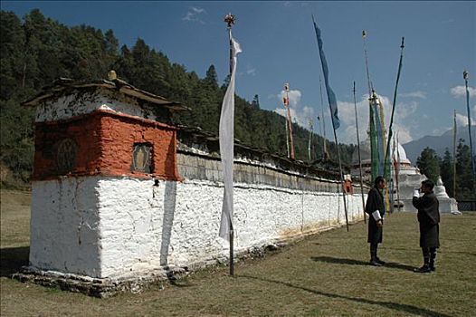祈祷,墙壁,不丹,喜马拉雅山