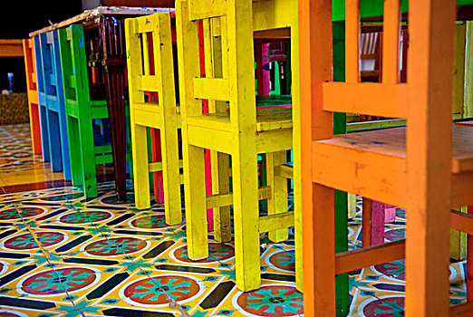 墨西哥,彩色,椅子,地砖
