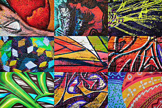 墨西哥,圣米格尔,抽象拼贴画,街头艺术,城市,画廊,大幅,尺寸,只有