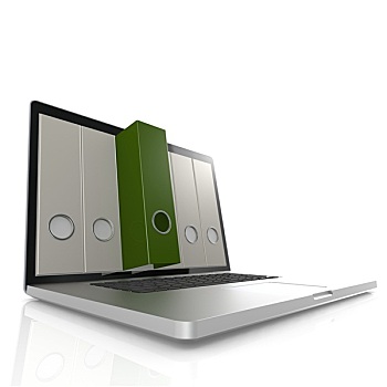笔记本电脑,绿色,文件夹