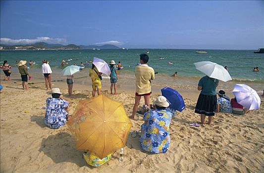 中国,海南岛,三亚,大东海,海滩,游客,乐趣