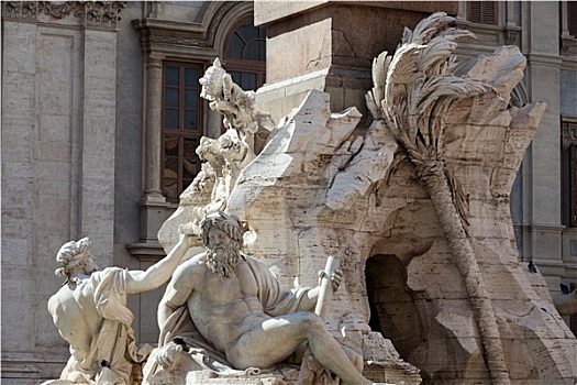 喷泉,四个,河,纳佛那广场,罗马,意大利