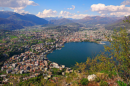 风景,卢加诺,湖,阿尔卑斯山,蒙特卡罗,山,提契诺河,瑞士,欧洲