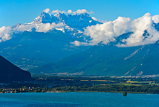 凹,山脉,上方,日内瓦湖,瓦莱,瑞士,欧洲