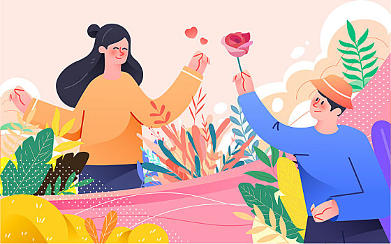 情人節(jié)海報節(jié)日情侶求婚七夕約會愛情插畫