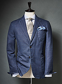 蓝色,彩色,套装,领带,手绢,半身像,棚拍