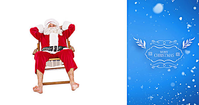 高兴,圣诞老人,放松,折叠躺椅