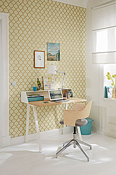 书桌,墙壁,金色,装饰,图案,壁纸