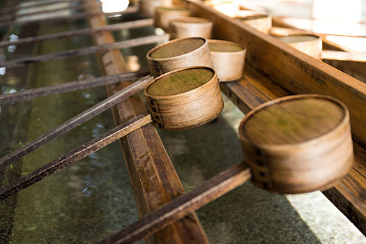 水,竹子,长柄勺,日本寺庙