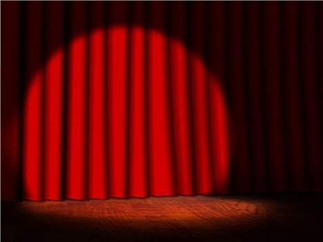 空,舞台,红色,帘,聚光灯