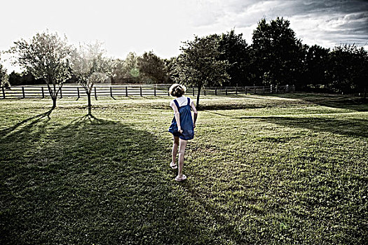 年轻,女孩,跑,摄影,地点,太阳,法国,八月,2008年
