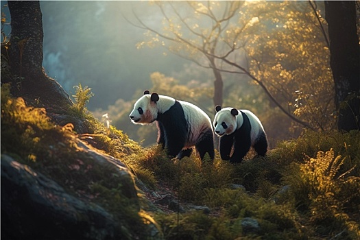 四川眉山大自然美景动物国宝哺乳动物大熊猫