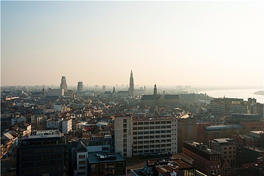 风景,上方,安特卫普,城市,比利时