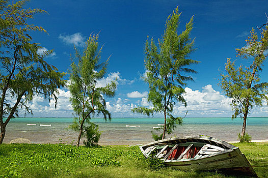 船,海岸,毛里求斯