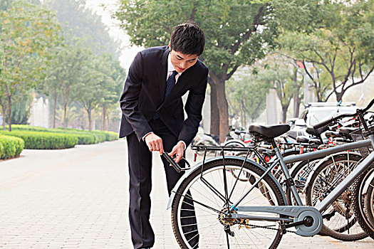 关闭,向上,自行车,城市街道,北京