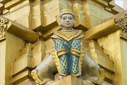 雕塑,大金塔,仰光,缅甸,东南亚