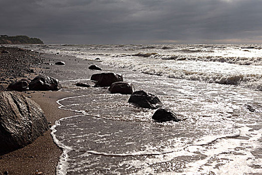 波罗的海,海滩,暴风雨天气
