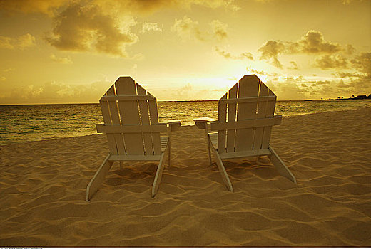 宽木躺椅,海滩,天堂岛,巴哈马