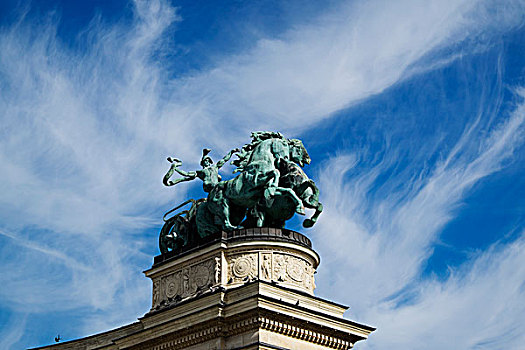 雕塑,一个,广场,布达佩斯,匈牙利