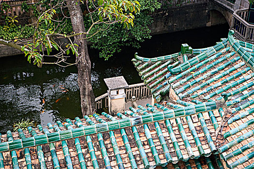 瓦屋顶,花园,乡村,广东,中国