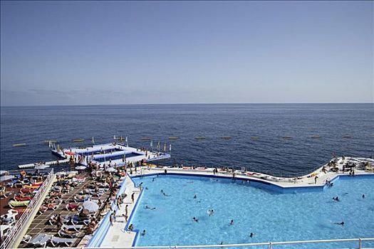 游泳池,海洋,丰沙尔,马德拉岛,葡萄牙