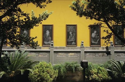中国,上海,玉,庙宇,绘画,墙壁