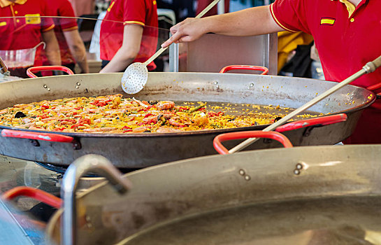 海鲜,拌饭,意大利炒饭锅,街道,食品市场