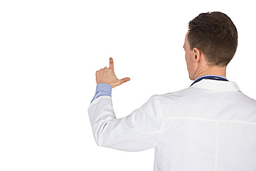 背面视角,医生,文字,手指,白色背景,背景