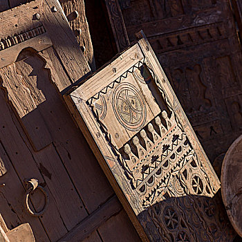 装饰,特写,老式,木质,门,瓦尔扎扎特,摩洛哥