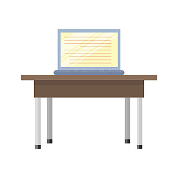 木桌子,笔记本电脑,插画,古典,褐色,钢铁,腿,木质露台,桌子,隔绝,矢量,白色背景,背景